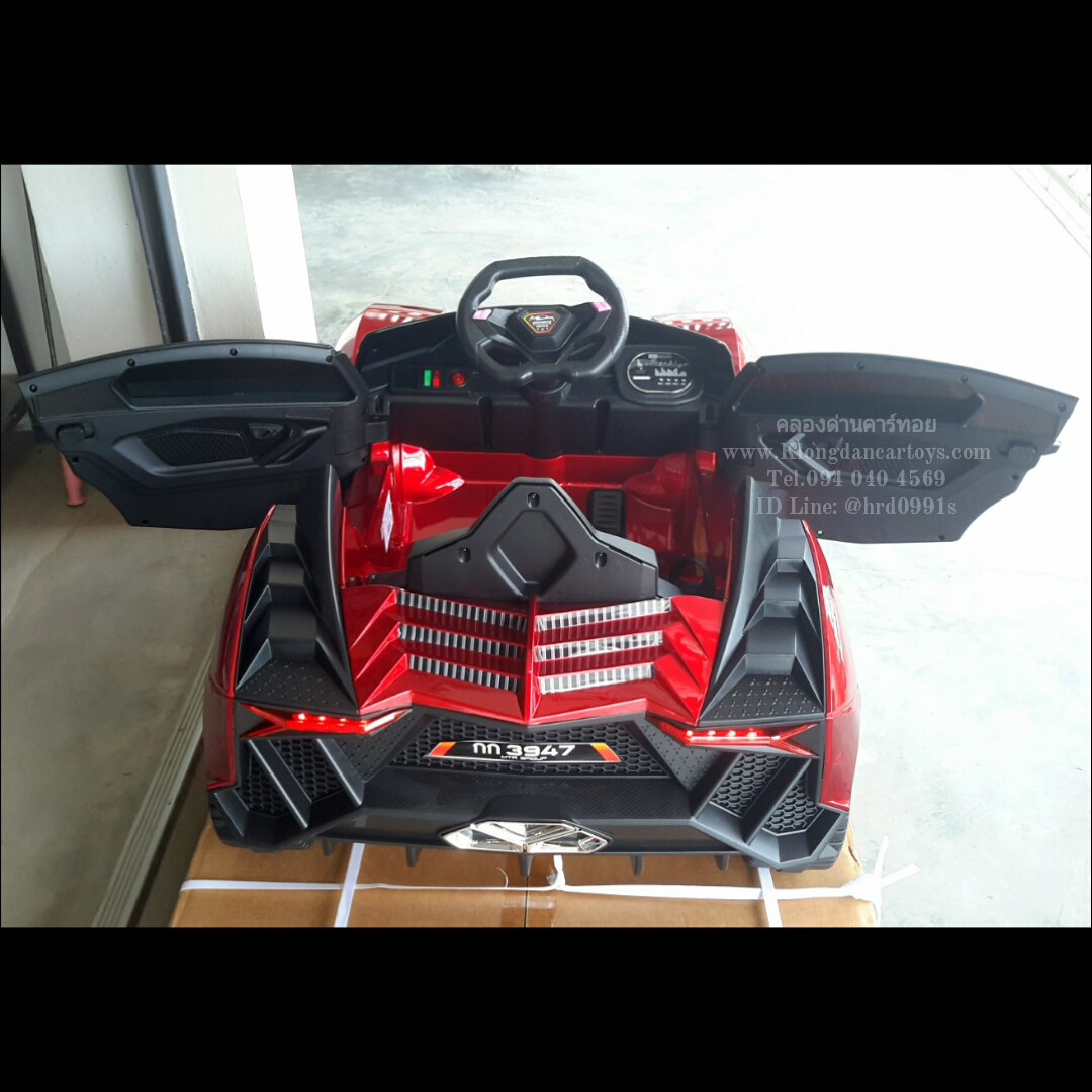 รถเด็กแบตเตอรี่แลมโบกินีสปอต(บังคับบนมือถือได้,2มอเตอร์, 2แบต12V, ออกตัวสมูท, โยกสไลด์ได้, เล่นบลูทูธ USB AUXได้, มีรีโมทบูลทูธ, มีโช้ค, เปิดประตู)