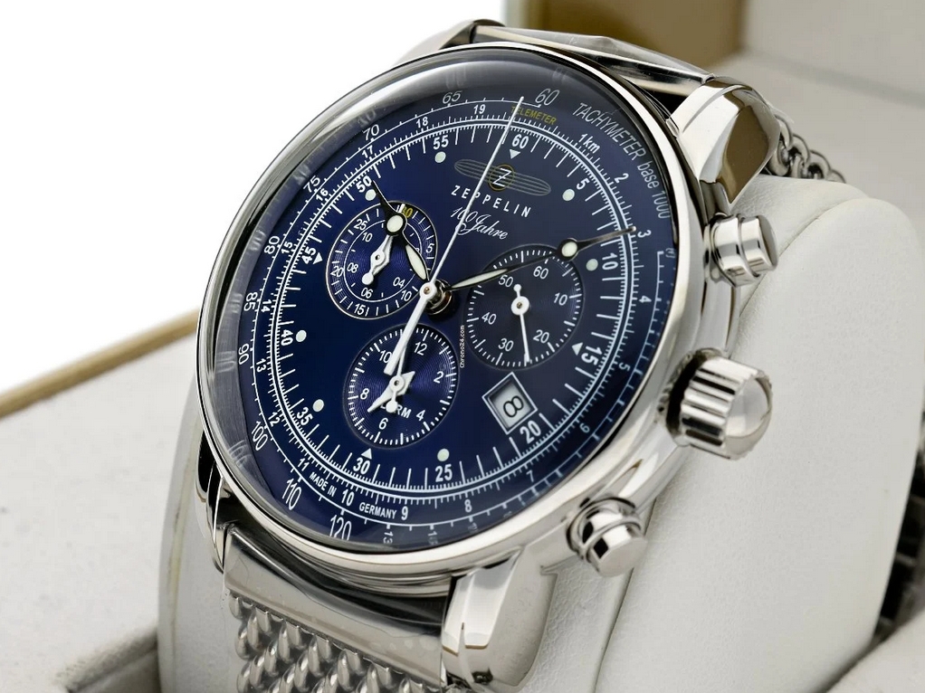 Zeppelin 7680M-3 นาฬิกาผู้ชาย Series 100 Years Zeppelin Chronograph Men's Watch Made In Germany