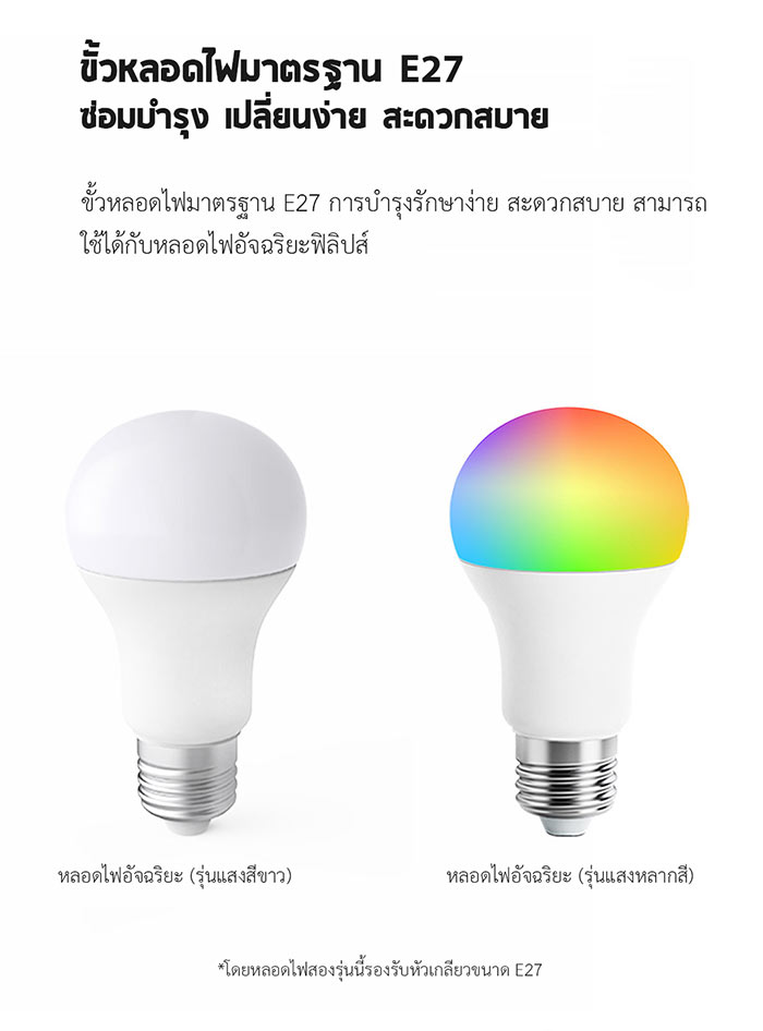 Xiaomi Philips Minimalist Bedside Lamp - โคมไฟหัวเตียงมินิมอล (พร้อมหลอดไฟสี)