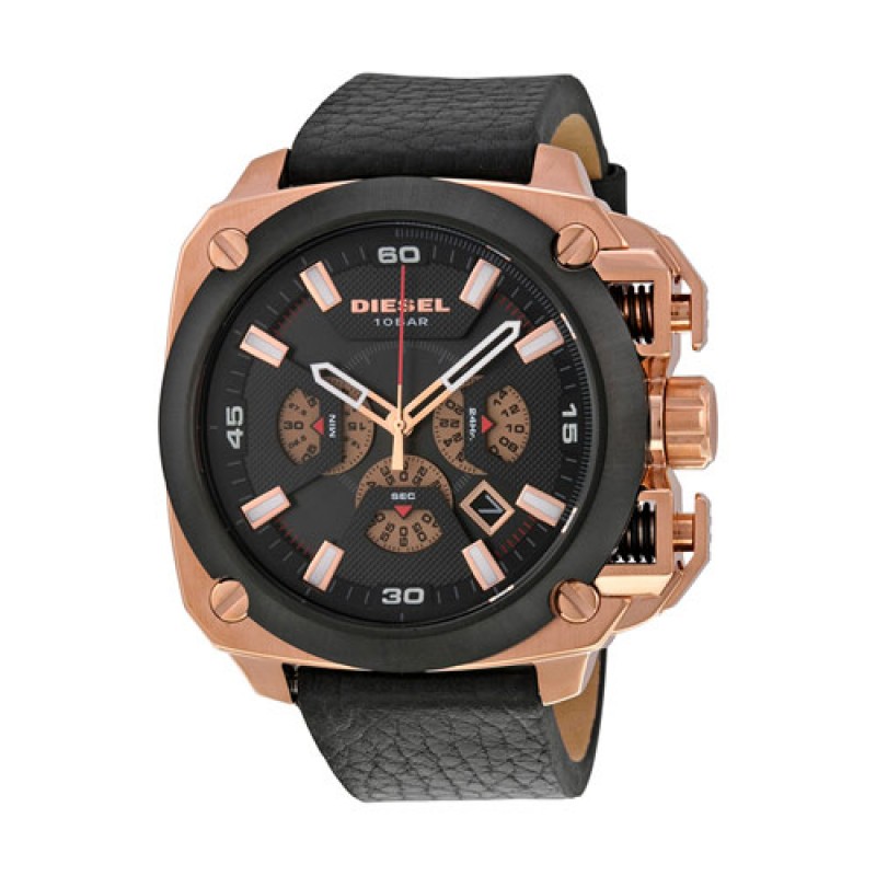 Diesel DZ7346 นาฬิกาผู้ชาย Diesel รุ่น DZ7346, BAMF Chronograph Black Leather Men's Watch