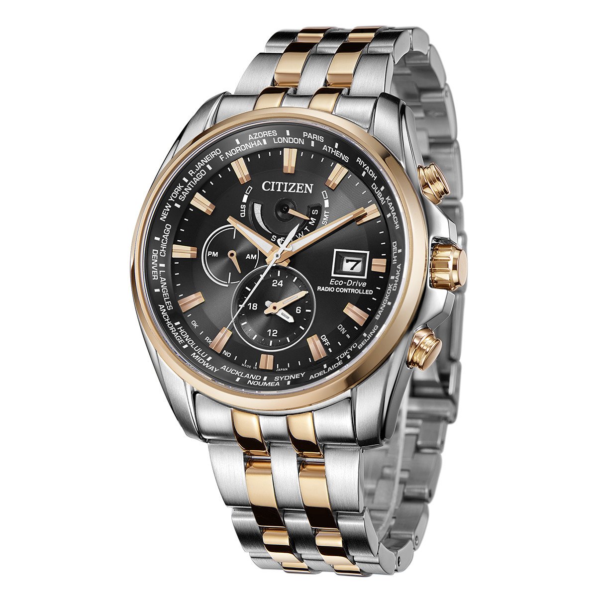 Citizen AT9038-53E นาฬิกาชาย Eco-Drive Global Radio Controlled AT World Time Japan Men's Watch