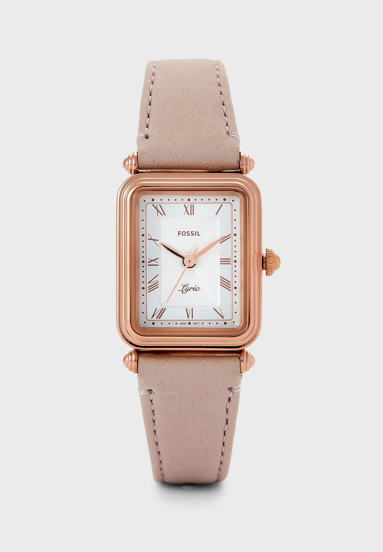 Fossil ES4718 นาฬิกาผู้หญิง Lyric Three-Hand Blush Leather Quartz Women's Watch
