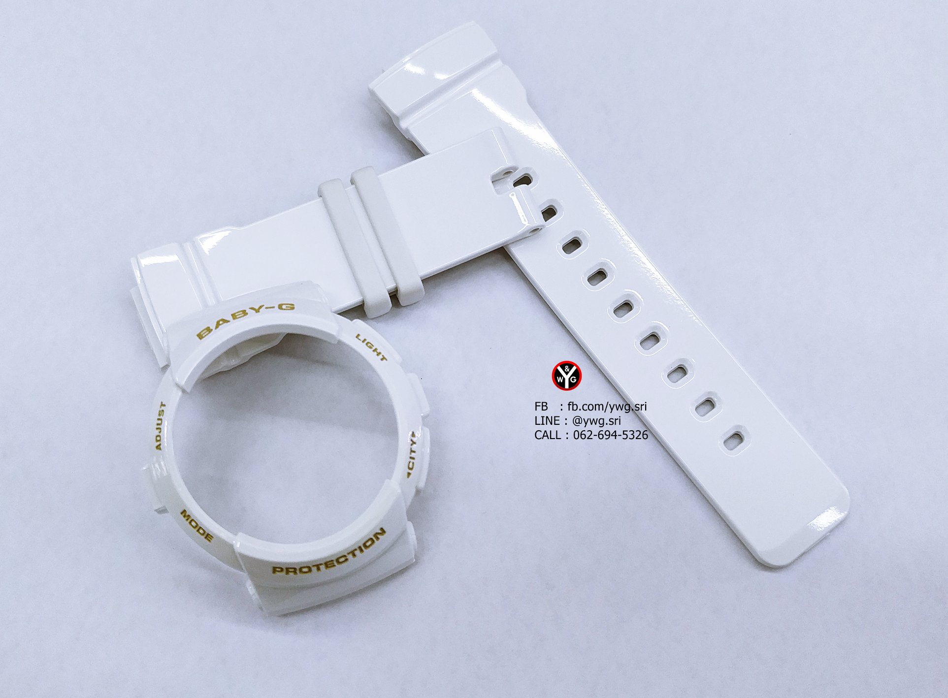 กรอบสาย BABY-G แท้ สีขาวเงาฟร้อนทอง ใส่ได้รับรุ่น BGA-190