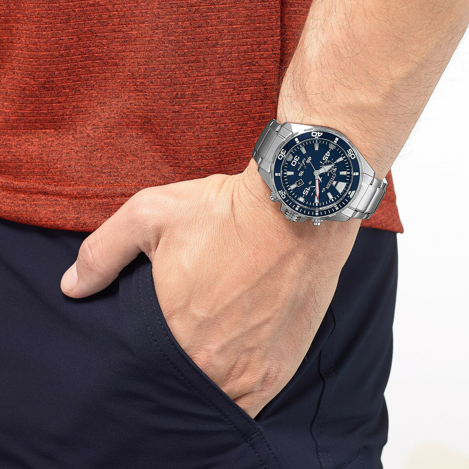 Citizen AT2431-87L นาฬิกาผู้ชาย Eco-Drive Marine Chronograph Sports Men's Watch