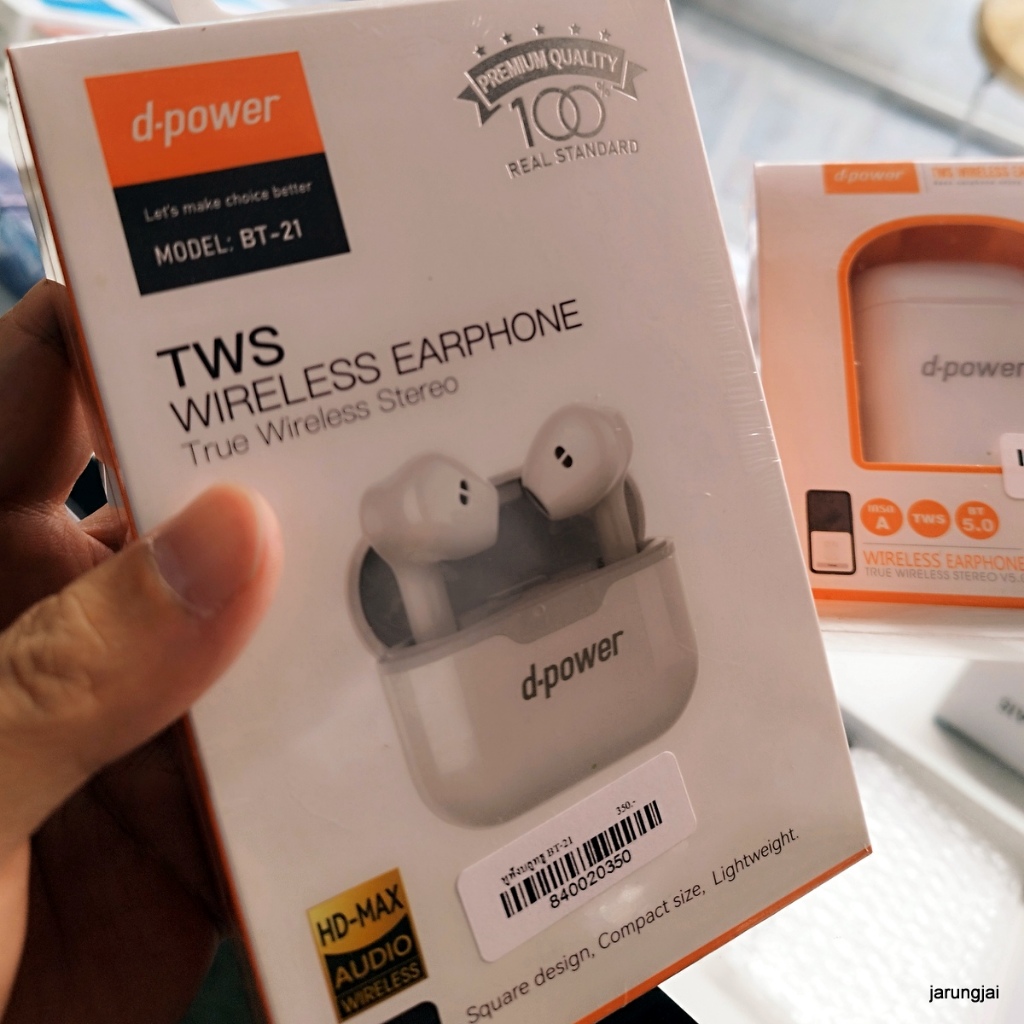หูฟังบลูทูธ d-power BT-21 tws wireless earphone true wireless stereo
