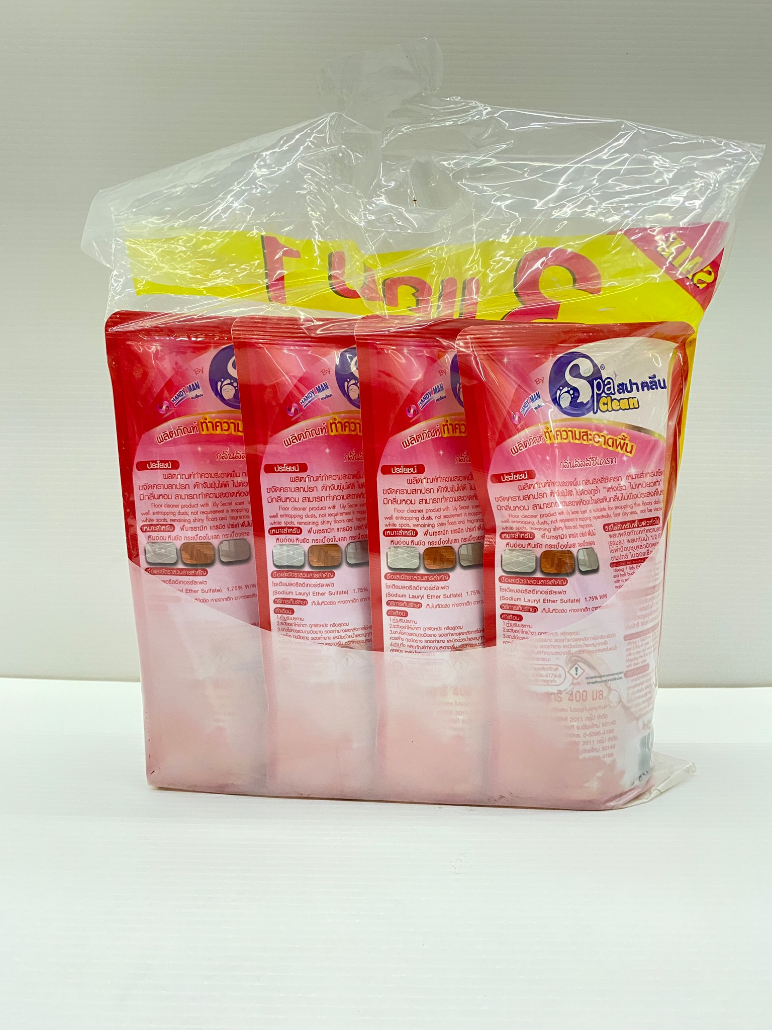 SpaClean สปาคลีน น้ำยาถูพื้น น้ำยาทำความสะอาดพื้น ขนาด 400 มล. (แพ็ค 3 แถม 1) กลิ่น ลิลลี่ซีเครท (สีแดง) ของแท้100%