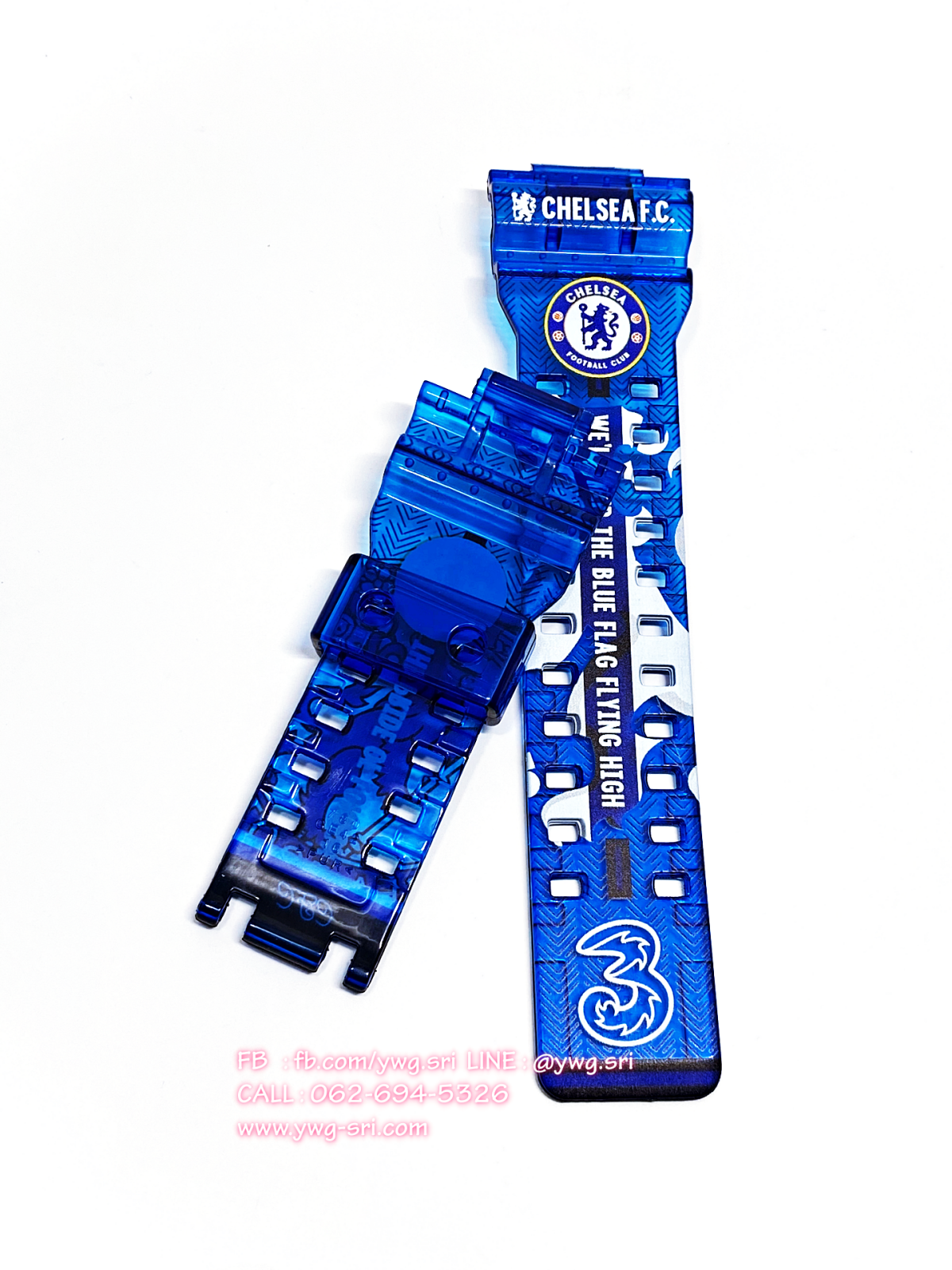 กรอบสาย G-SHOCK สีฟ้าใส สกรีนลาย Chelsea ใส่ได้กับรุ่น GA-100 ,GA-110 ,GA-120 ,GA-140 ,GAX-100 ,GD-100 ,GD-120