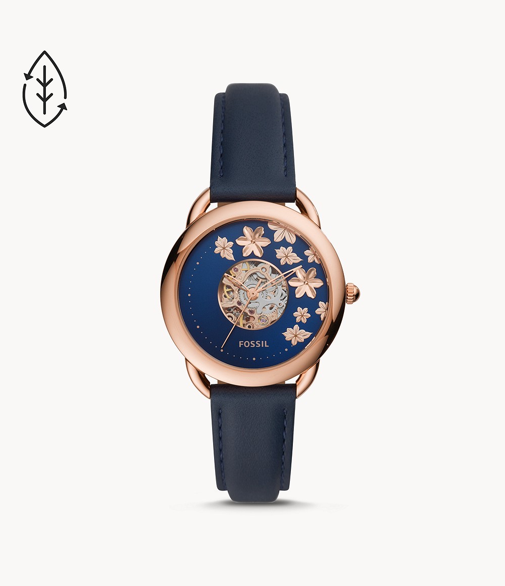 Fossil ME3186 นาฬิกาผู้หญิง Tailor Automatic Blue Leather Women's Watch
