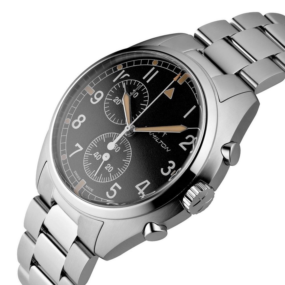 Hamilton H76522131 นาฬิกาผู้ชาย Khaki Aviation Pilot Pioneer Chrono Quartz Men's Watch
