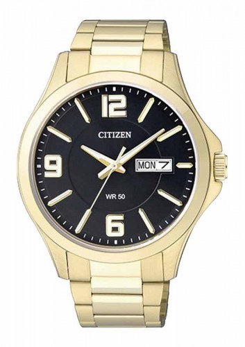 Citizen BF2003-50E นาฬิกาผู้ชาย Black Dial Gold Plated Men's Watch