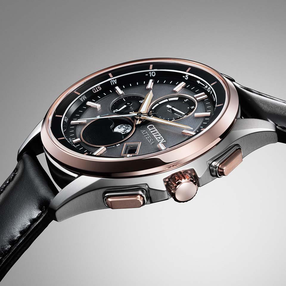 Citizen BY1004-17X นาฬิกาผู้ชาย Eco-Drive Attesa Moon Phase Radio Controlled Men's Watch