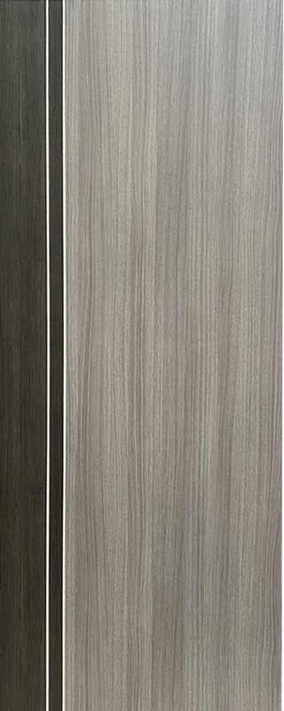 ประตูโมเดิร์นภายใน(โครงไม้จริงปิดผิวPVC) 80x200 TTG #TG-5 สีเทา+ลาเต้