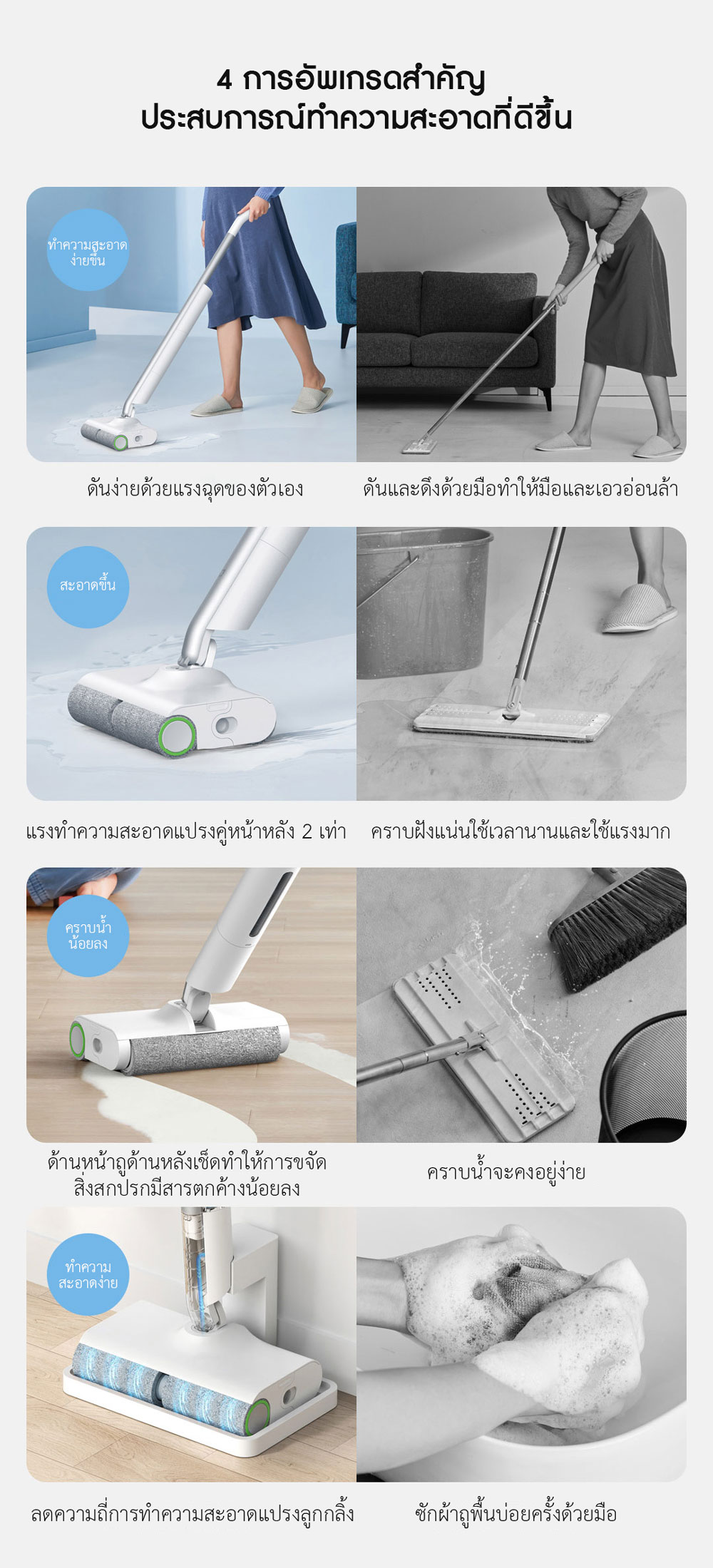 Xiaomi Double Brush Wireless Mopping Machine - ไม้ถูพื้นไร้สายแบบแปรงคู่เสี่ยวหมี่