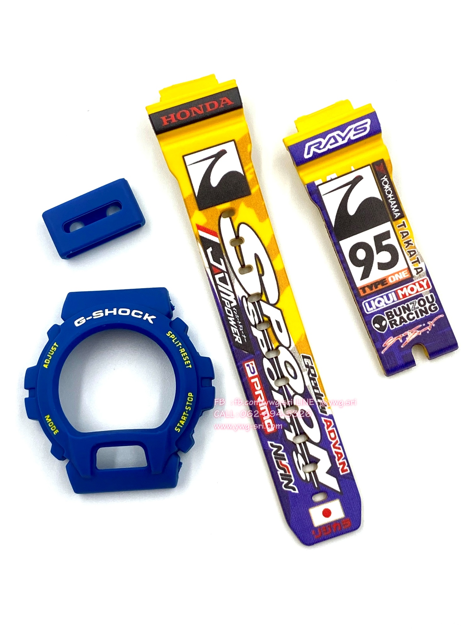 กรอบสาย G-SHOCK แท้✅ กรอบน้ำเงินฟอนต์ขาวสลับเหลืองสายเหลืองด้าน สกรีนลาย SPOON 95 ใส่ได้กับรุ่น DW-6900