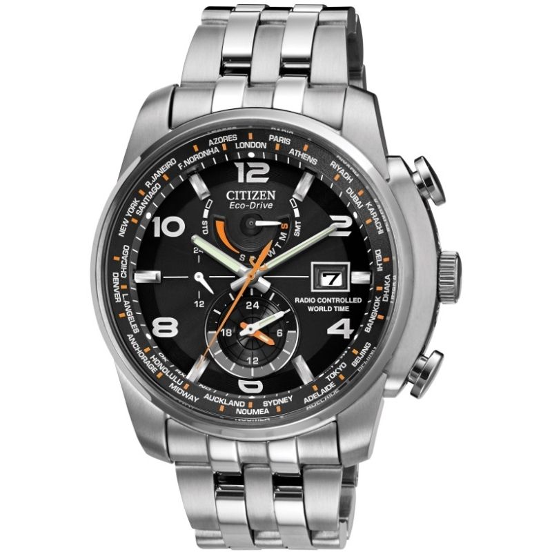 Citizen AT9010-52E นาฬิกาข้อมือผู้ชาย Eco-Drive Global Radio Controlled AT World Time Men's Watch