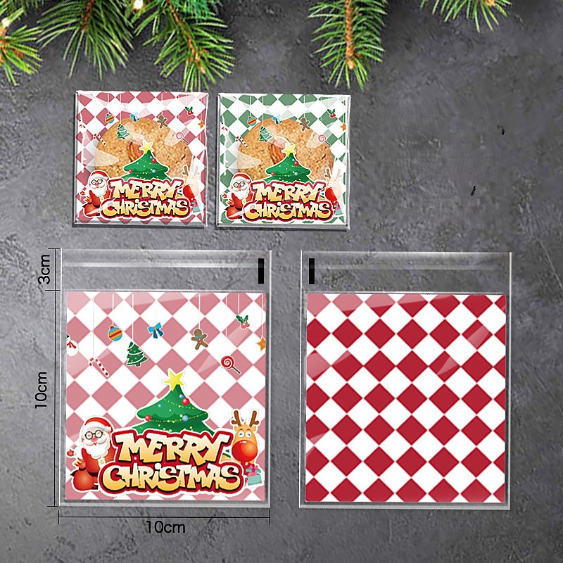 ถุงคุ๊กกี้ ฝากาว ขนาด 10x10 ซม. (95-100 ใบ) ลายฮาโลวีนและคริสต์มาส