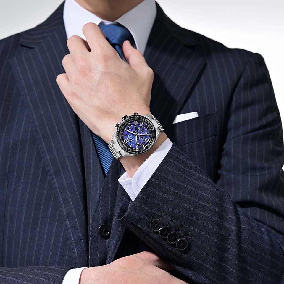 Citizen CC4075-50L นาฬิกาผู้ชาย ATTESA Satellite Wave GPS Unite with Blue Super Titanium Men's Watch