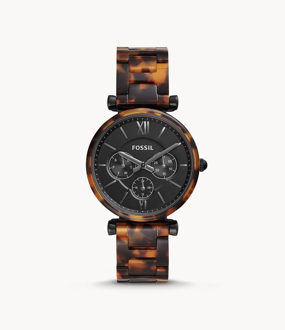 Fossil ES4659 นาฬิกาผู้หญิง Carlie Multifunction Tortoise Acetate Women's Watch