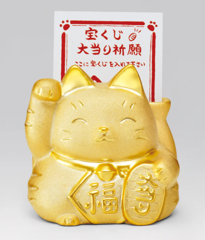 [PRE-ORDER] แมวกวักญี่ปุ่น แมวสีทอง แมวนำโชค ขอให้ถูกหวย รวย รวย เฮง เฮง Size 9.5 cm แมวกวักนำโชค ด้านหลังมีช่องใส่ลอตเตอรี่ เพื่ออธิษฐานขอพร งานแฮนด์เมดญี่ปุ่น Lucky Cat