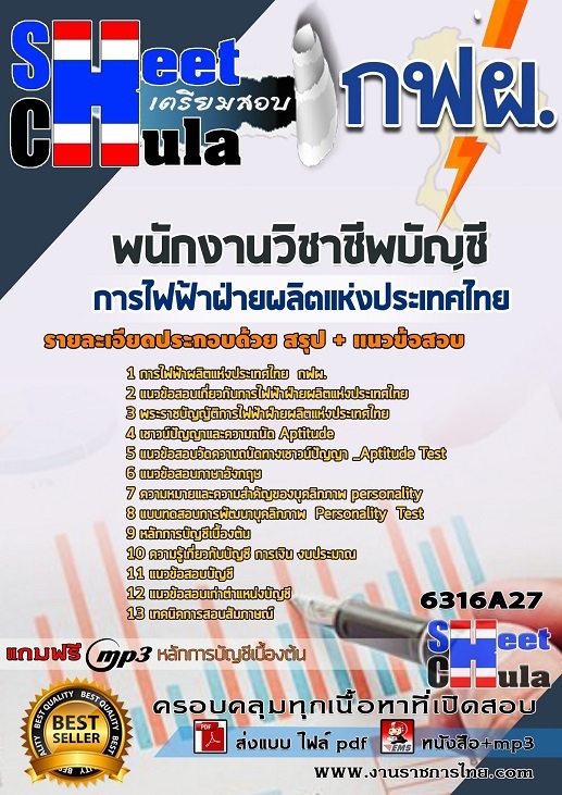 แนวข้อสอบ พนักงานวิชาชีพบัญชี การไฟฟ้าฝ่ายผลิตแห่งประเทศไทย (กฟผ) 2568