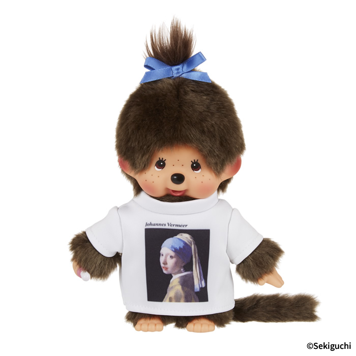 [PRE-ORDER] Monchhichi ตุ๊กตาม่อนชิชิจัง ใส่เสื้อ Johannes Vermeer Size H21.5 x W13 x D7.5 cm นำเข้าจากญี่ปุ่น モンチッチちゃん 女の子 Tシャツ モンチッチ もんちっち monchhichi フェルメール アート
