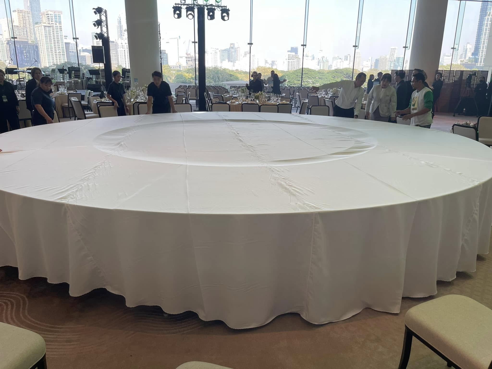 Trp. Trp.ทีอาร์พี ชุดโต๊ะกลม 20 ที่นั่ง พร้อมชุดจานหมุนอาหาร และ ฐานรองหมุนไฟฟ้าถ่านชาร์ทรีโมท