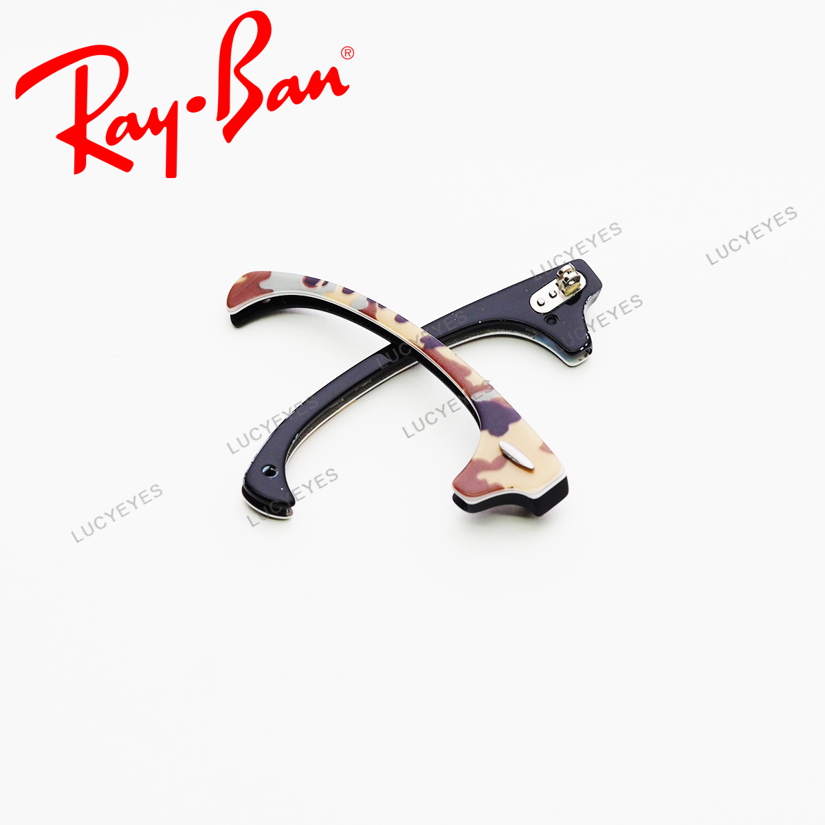 คิ้วสะพานแว่น RAYBAN CLUBMASTER แท้ 100% RB3016 1068 (สีกระลายทหาร อะไหล่เงิน)