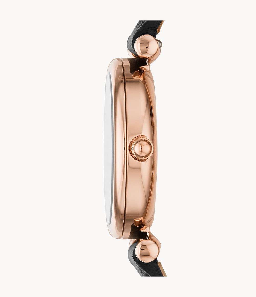 Fossil ES4700 นาฬิกาผู้หญิง Carlie Mini Three-Hand Black Leather Quartz Women's Watch