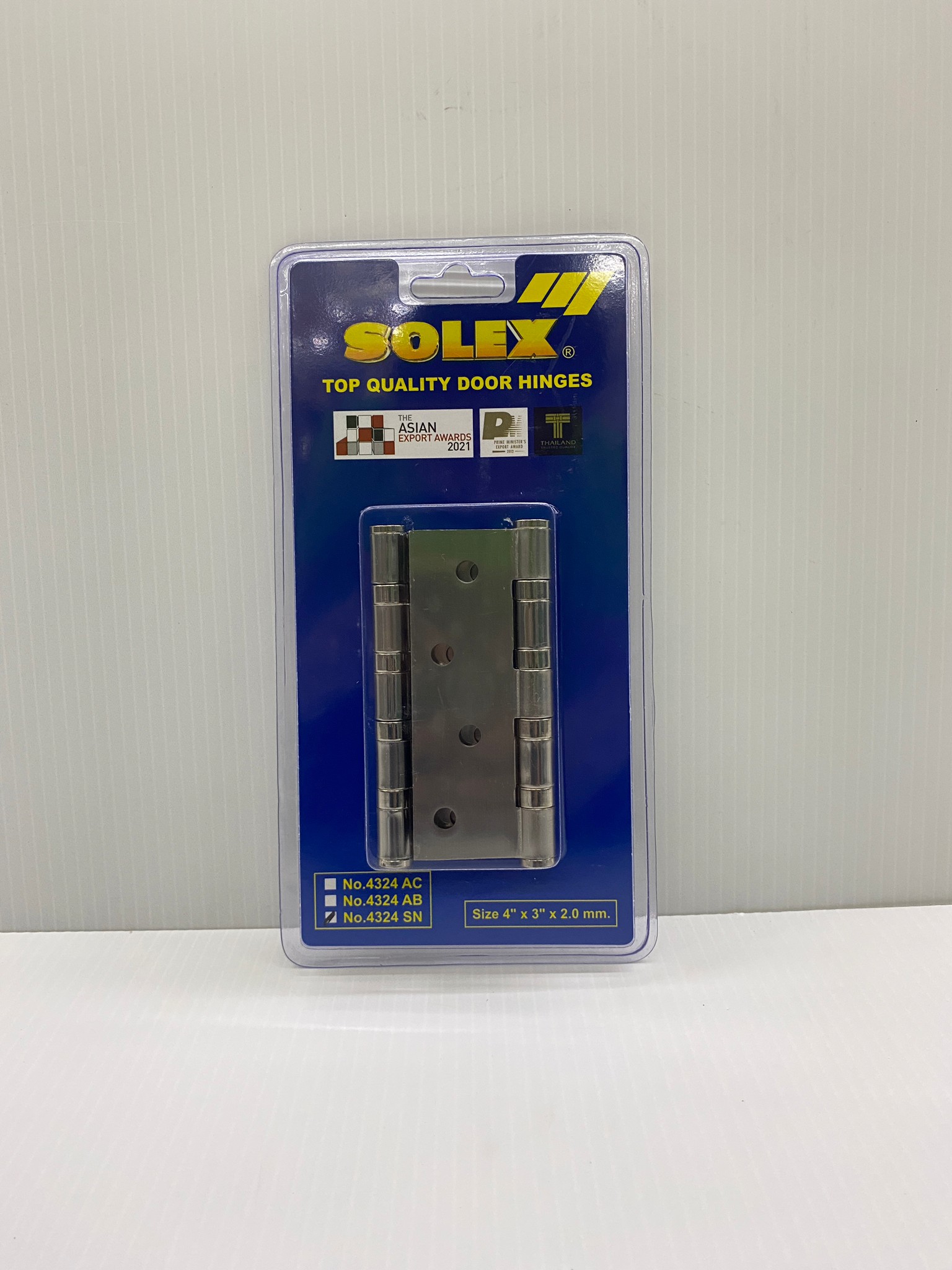 SOLEX บานพับประตู สแตนเลส No. 4324 SN (แพ็ค 2 ชิ้น) 4x3นิ้วx2.0mm.