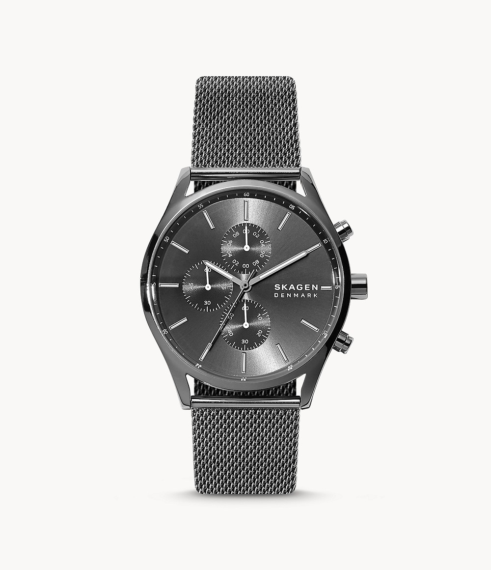 Skagen SKW6608 นาฬิกาผู้ชาย Holst Chronograph Charcoal Steel Mesh Quartz Men's Watch
