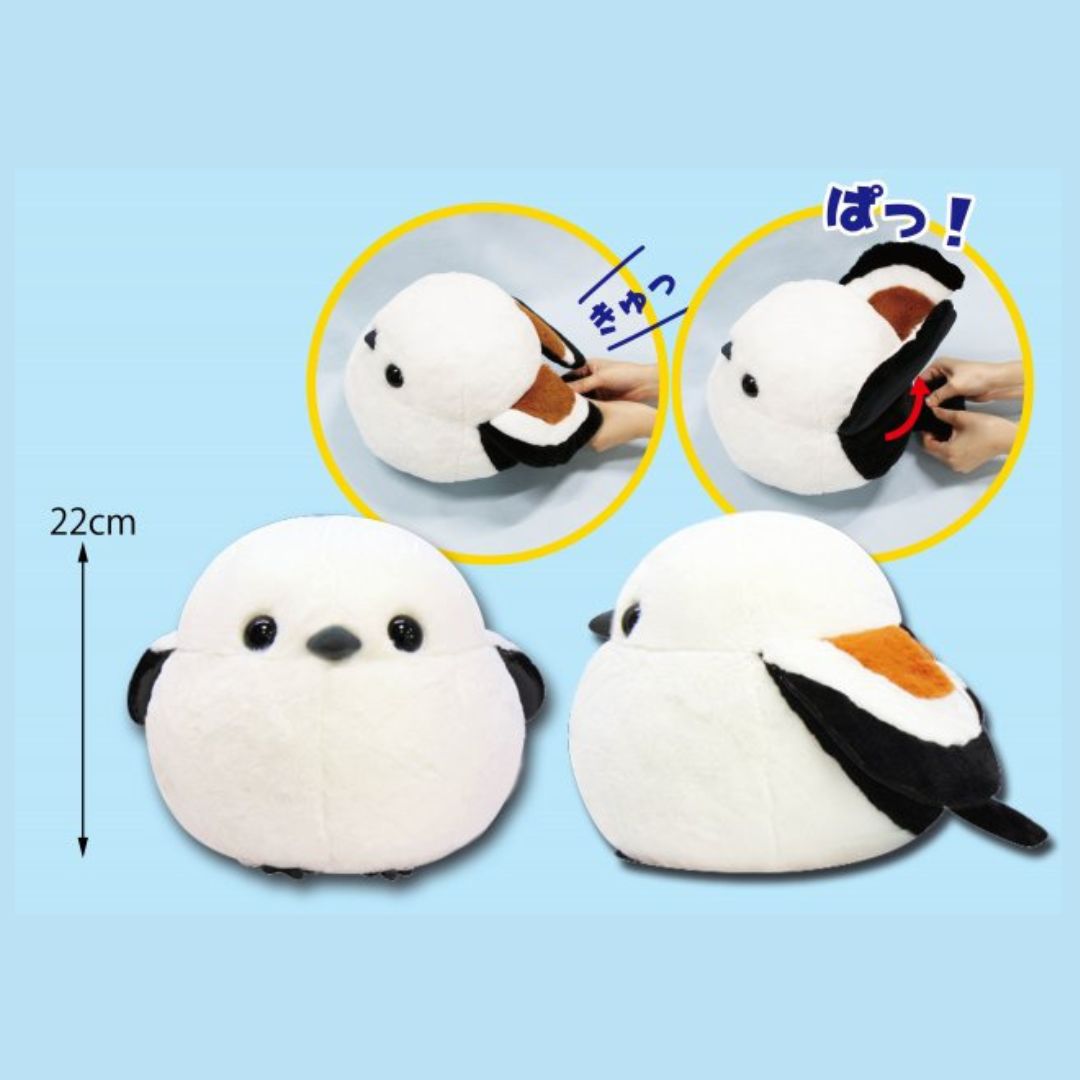 [PRE-ORDER] ตุ๊กตา ชิมะจัง นกชิมะเอะนากะ นกฮอกไกโด บีบหางแล้วปีกขยับได้ Size 22 x 22 x 30 cm นำเข้าจากญี่ปุ่น Fuku-Fuku Shimaenaga Shima-chan ふくふくシマエナガ羽根ぱたぱたJB2シマちゃん 254521