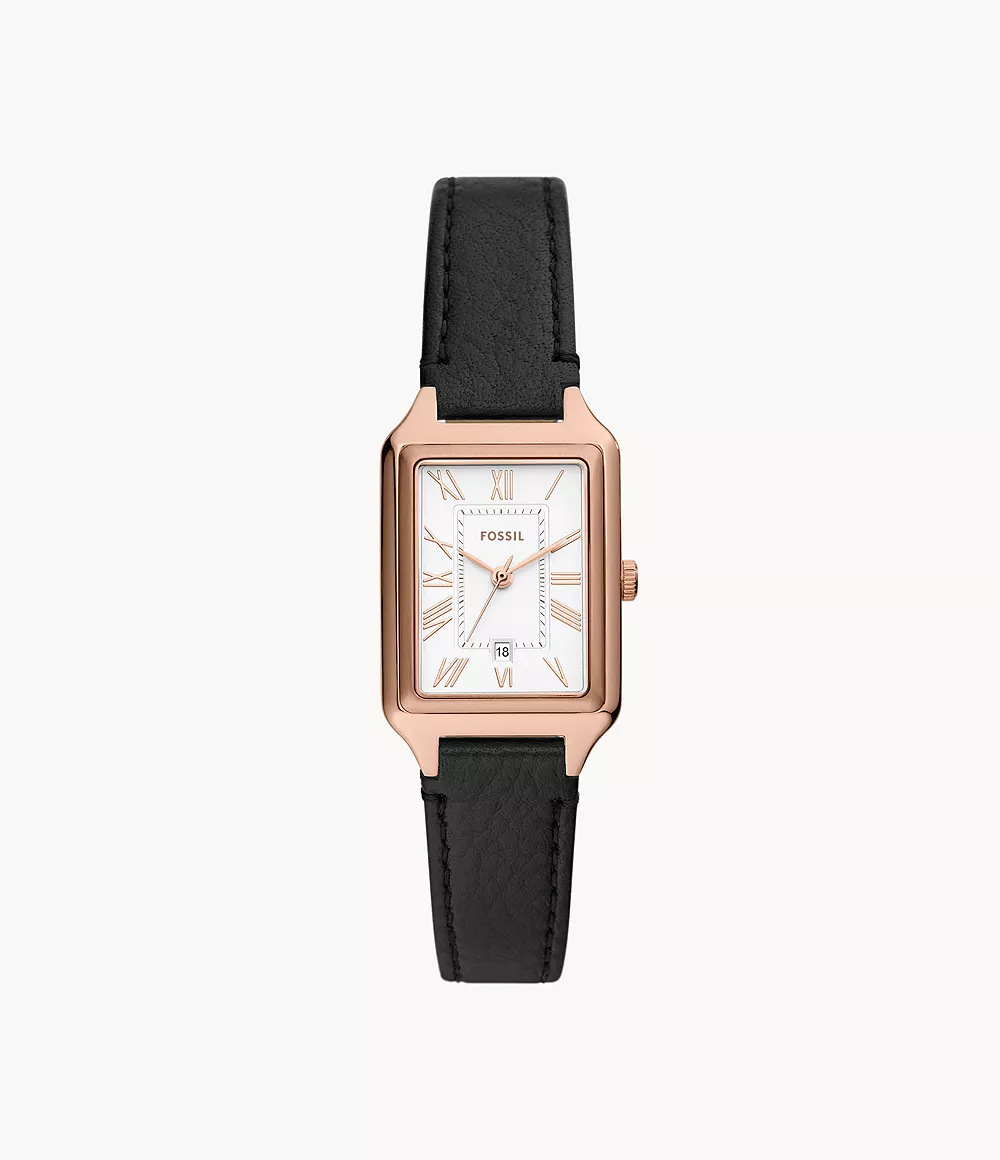 Fossil ES5310 นาฬิกาผู้หญิง Raquel Three-Hand Date Black LiteHide™ Leather Watch