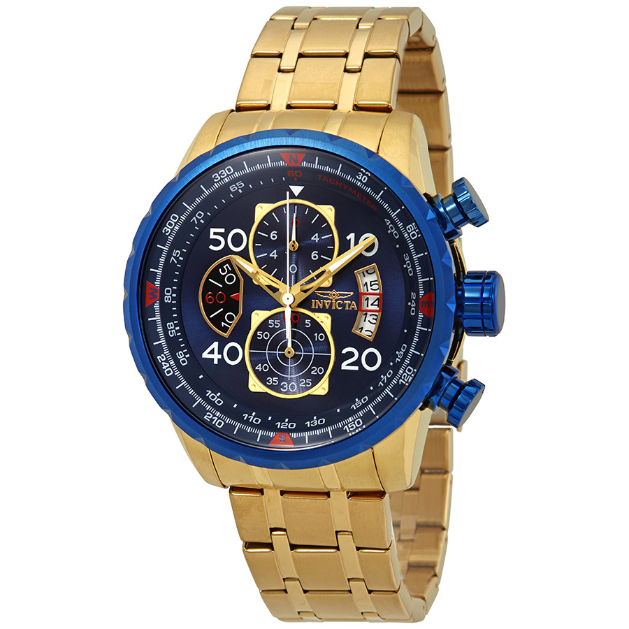Invicta 19173 นาฬิกาผู้ชาย Aviator Chronograph Tachymeter 18kt Gold-plated Men's Watch