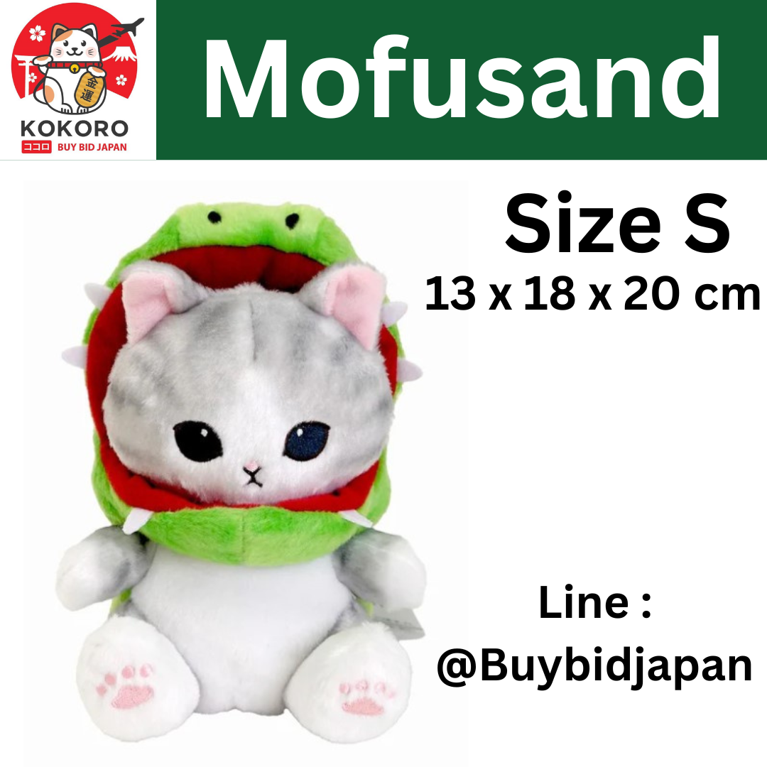 [PRE-ORDER] ตุ๊กตา แมวโมฟุ หัวจรเข้ Mofusand Crocodile Cat ขนาด S 13 x 18 x 20 cm นำเข้าจากญี่ปุ่น โมฟุซาน mofu mofusand ぽてたまぬいぐるみ(ワニにゃん・グレー)