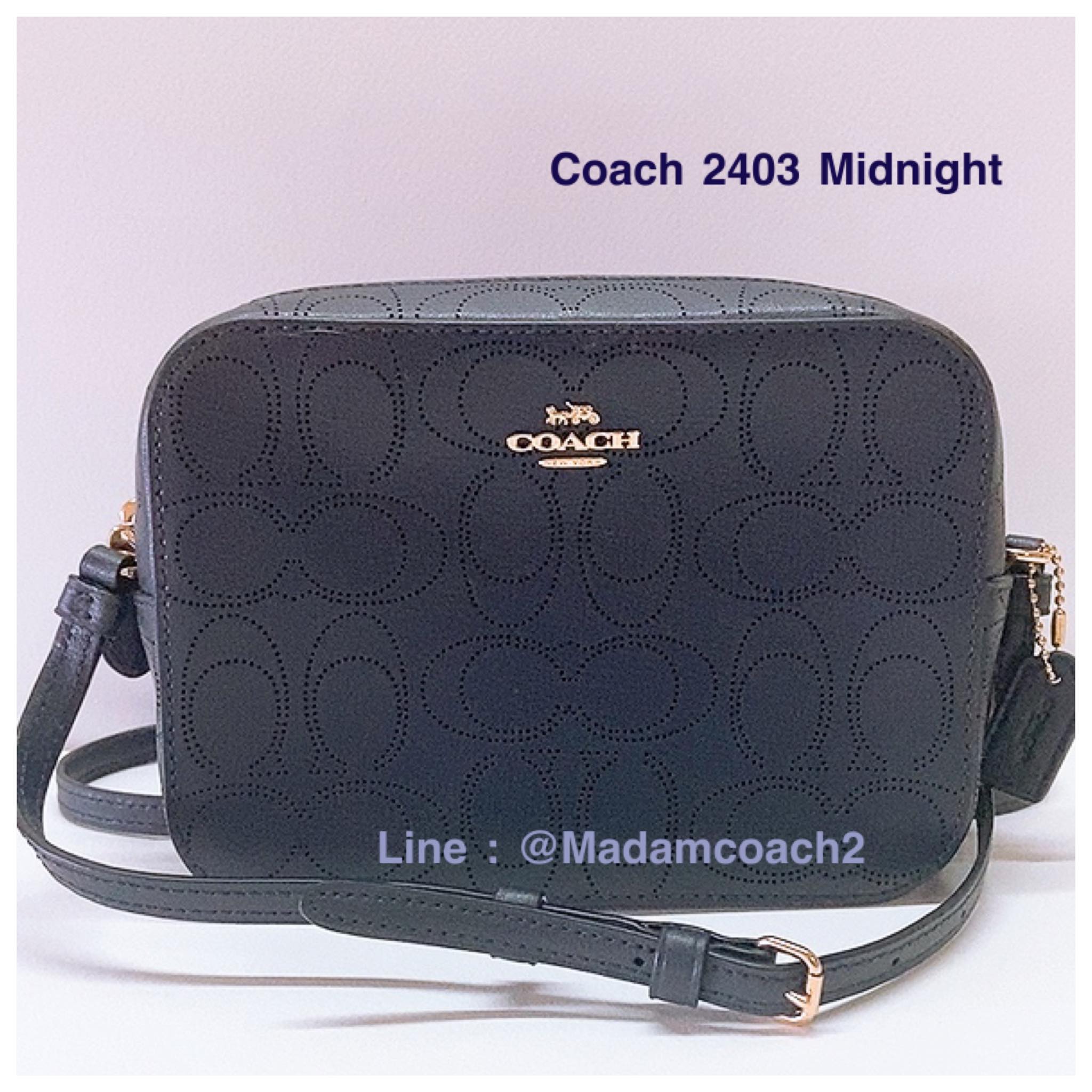 Coach 2403 Mini Camera Bag in Perforated Signature Leather สี Midnight ของแท้