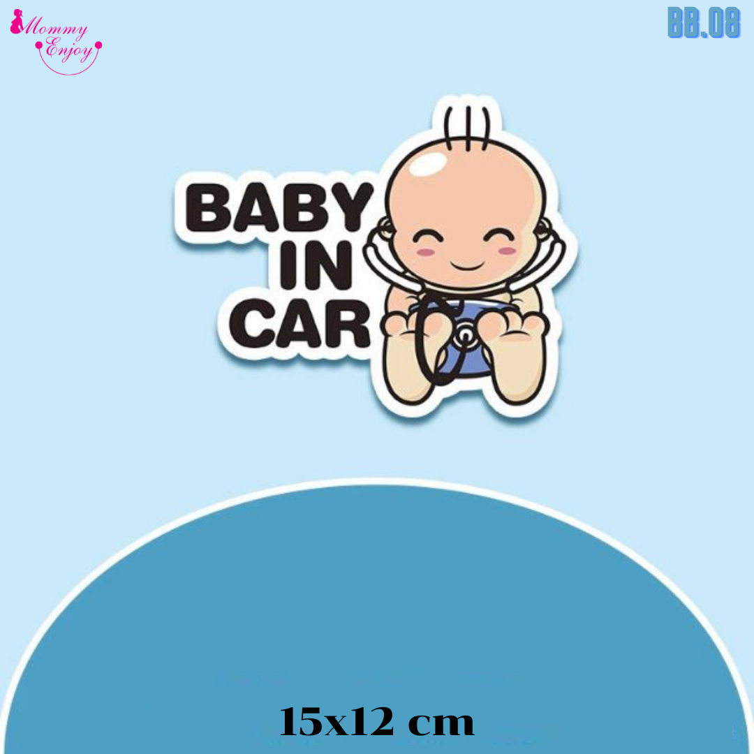 สติ๊กเกอร์ baby in car สติ๊กเกอร์อย่างดี สะท้องแสง เห็นชัดทั้งกลางวันและกลางคืน