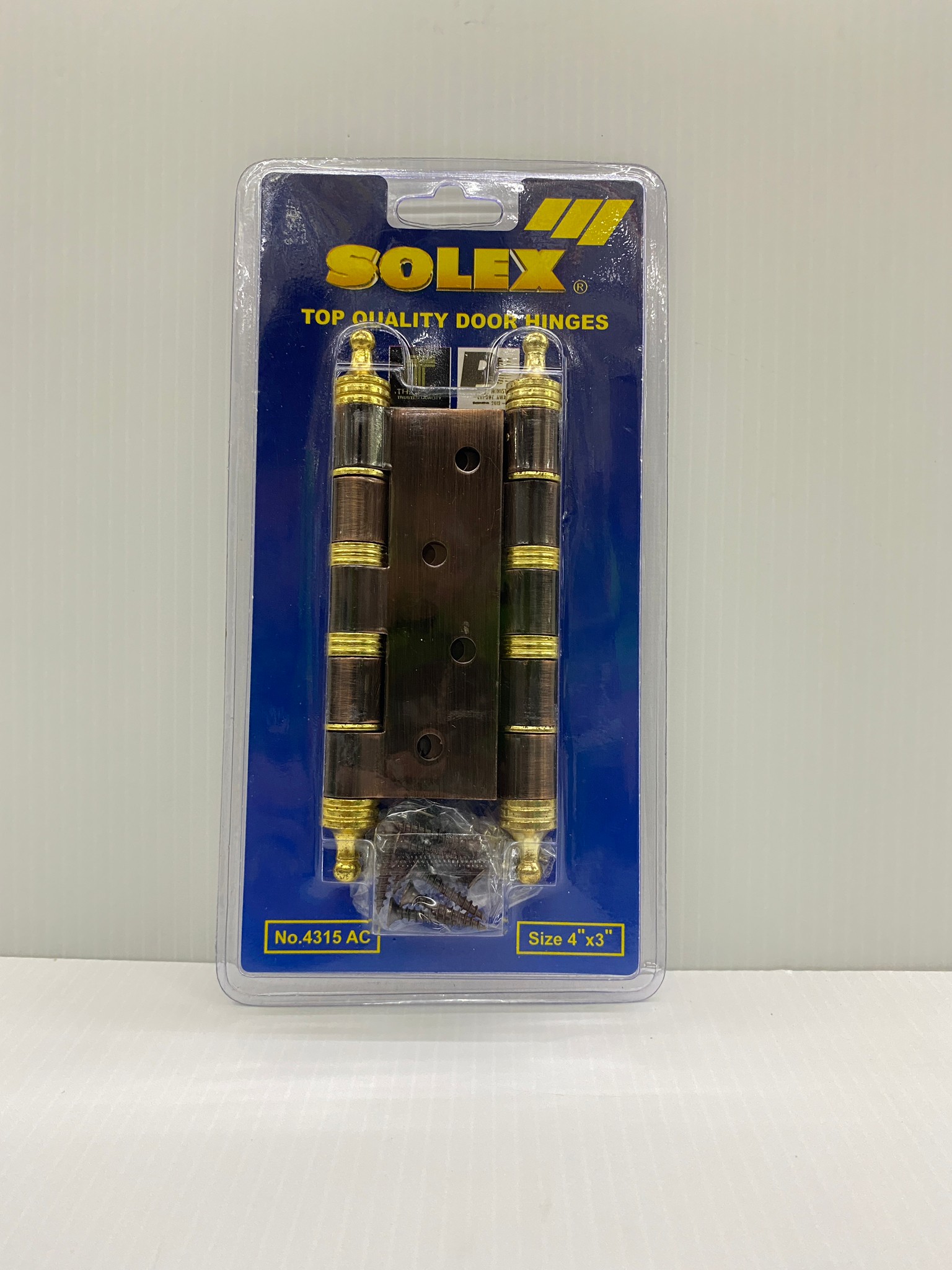 SOLEX บานพับประตู แกนใหญ่ (มีจุก) No.4315 ACB (แพ็ค 2 ชิ้น) สีทองแดงรมดำ ลูกปืนหัวตัด 4 x3 นิ้ว