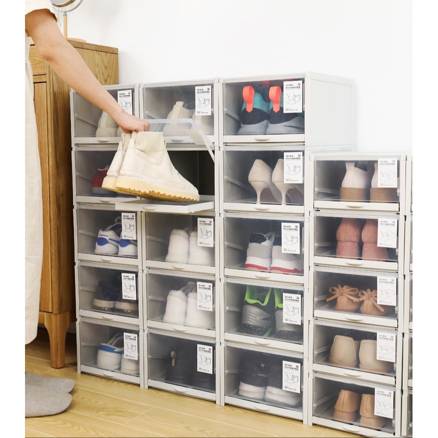 กล่องเก็บรองเท้า แบบลิ้นชักฝาสไลด์ (3 กล่อง/1เซ็ต) ไซส์ใหญ่