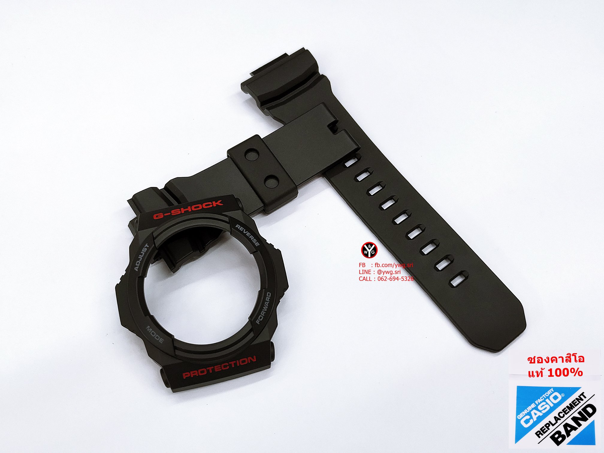 กรอบสาย G-SHOCK แท้ สีดำด้านฟร้อนแดงสลับเทา(สาย1รู) ใส่ได้รับรุ่น GA-150 ,GA-300 ,GA-310