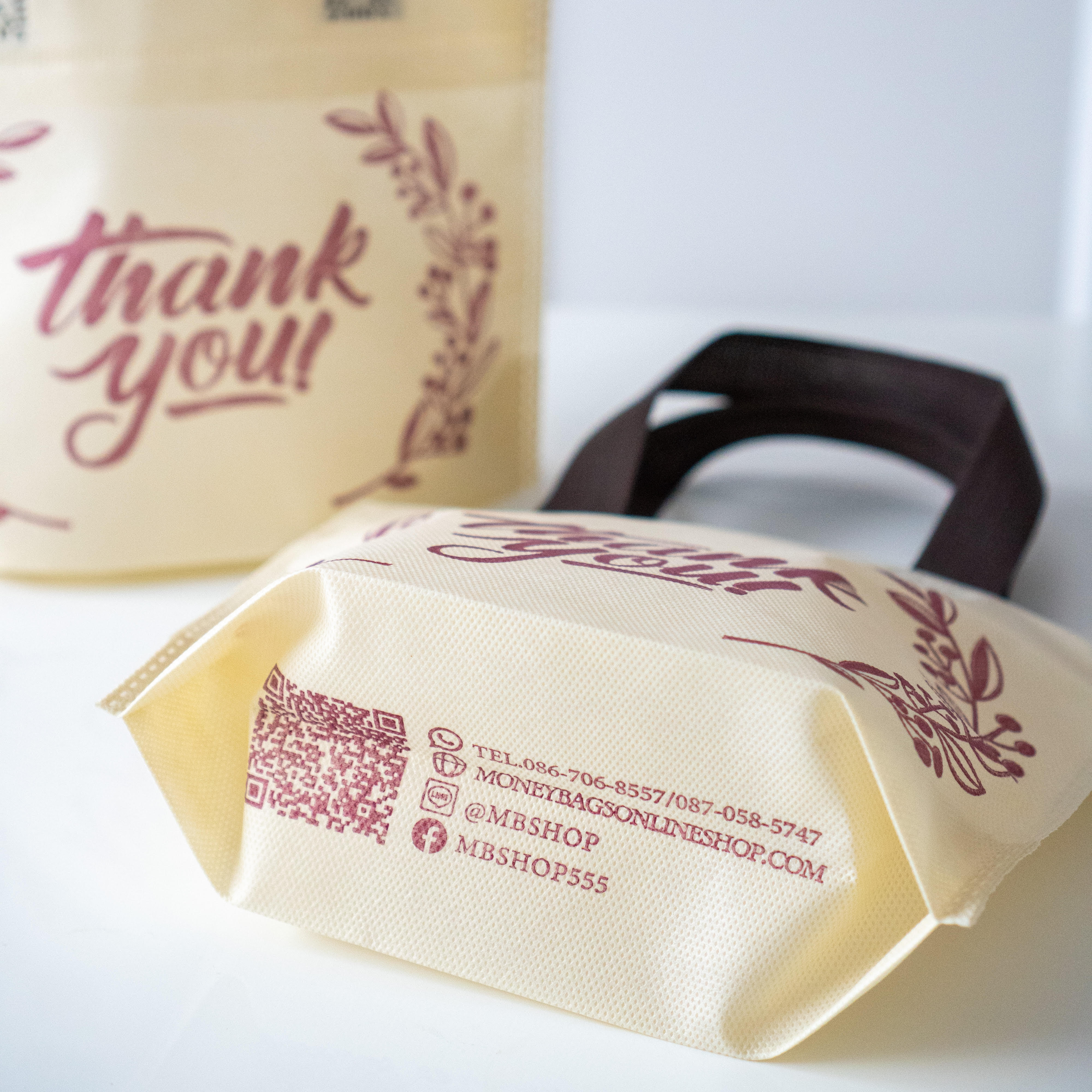 ถุงผ้าใส่ผลไม้ ใส่ขนม โลโก้ Thank You Made To Order พร้อมพิมพ์โลโก้