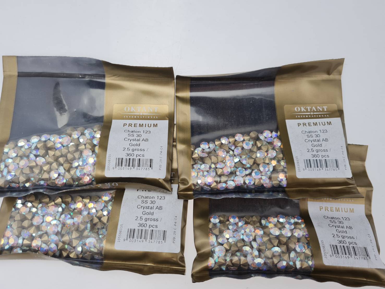 เพชรคริสตัลก้นแหลมขนาด 6.5มิลลิเมตรAB (SS30) Oktant (SWAROVSKI)แท้เกรดนำเข้า