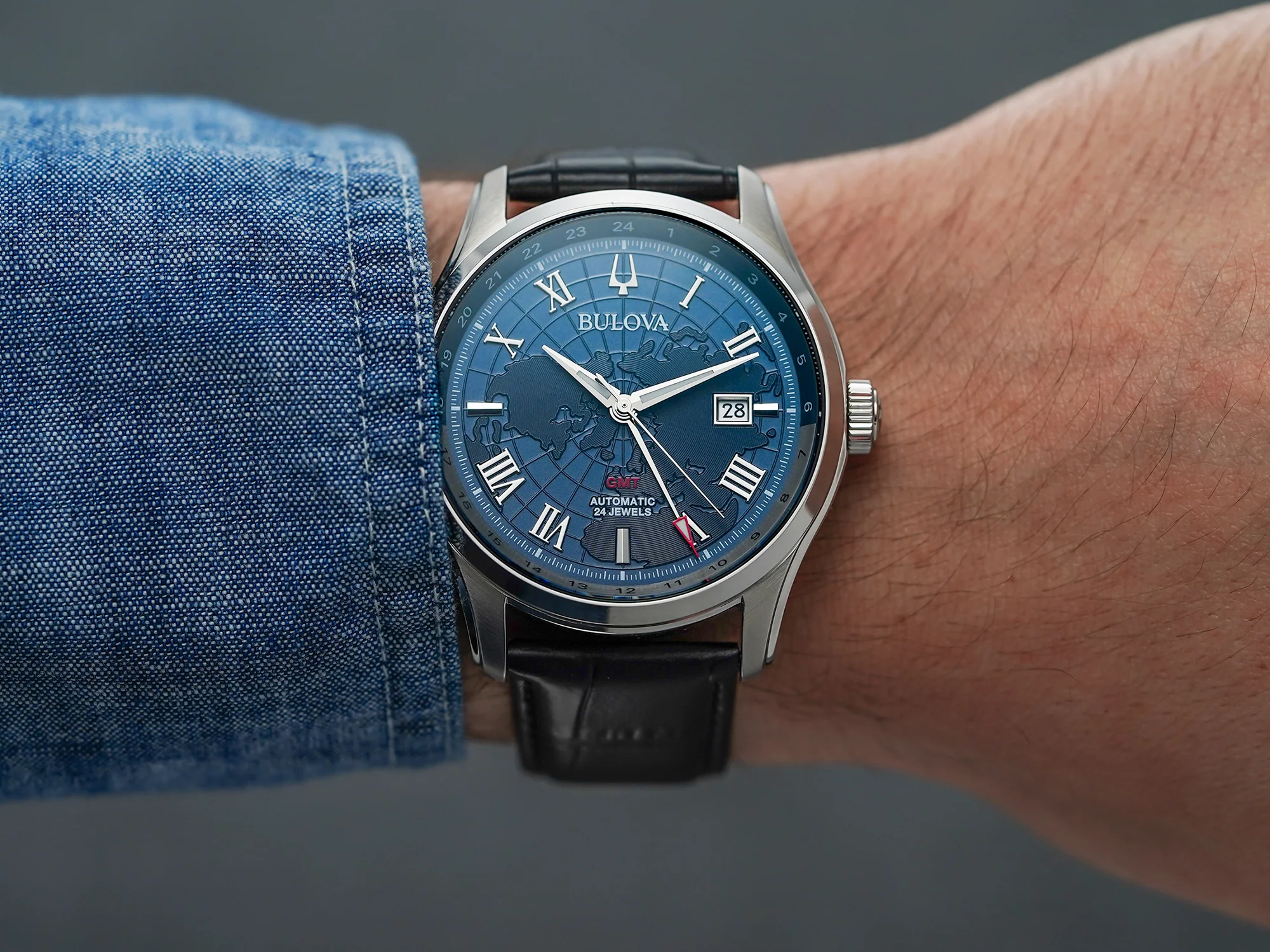 Bulova 96B385 นาฬิาผู้ชาย Wilton GMT Automatic Men's Watch