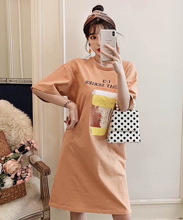 ชุดคลุมท้องแฟชั่นแขน 3 ส่วน ผ้าเนื้อนิ่มมาก พิมพ์ลาย ใส่สบายไม่ร้อน M L XL XXL