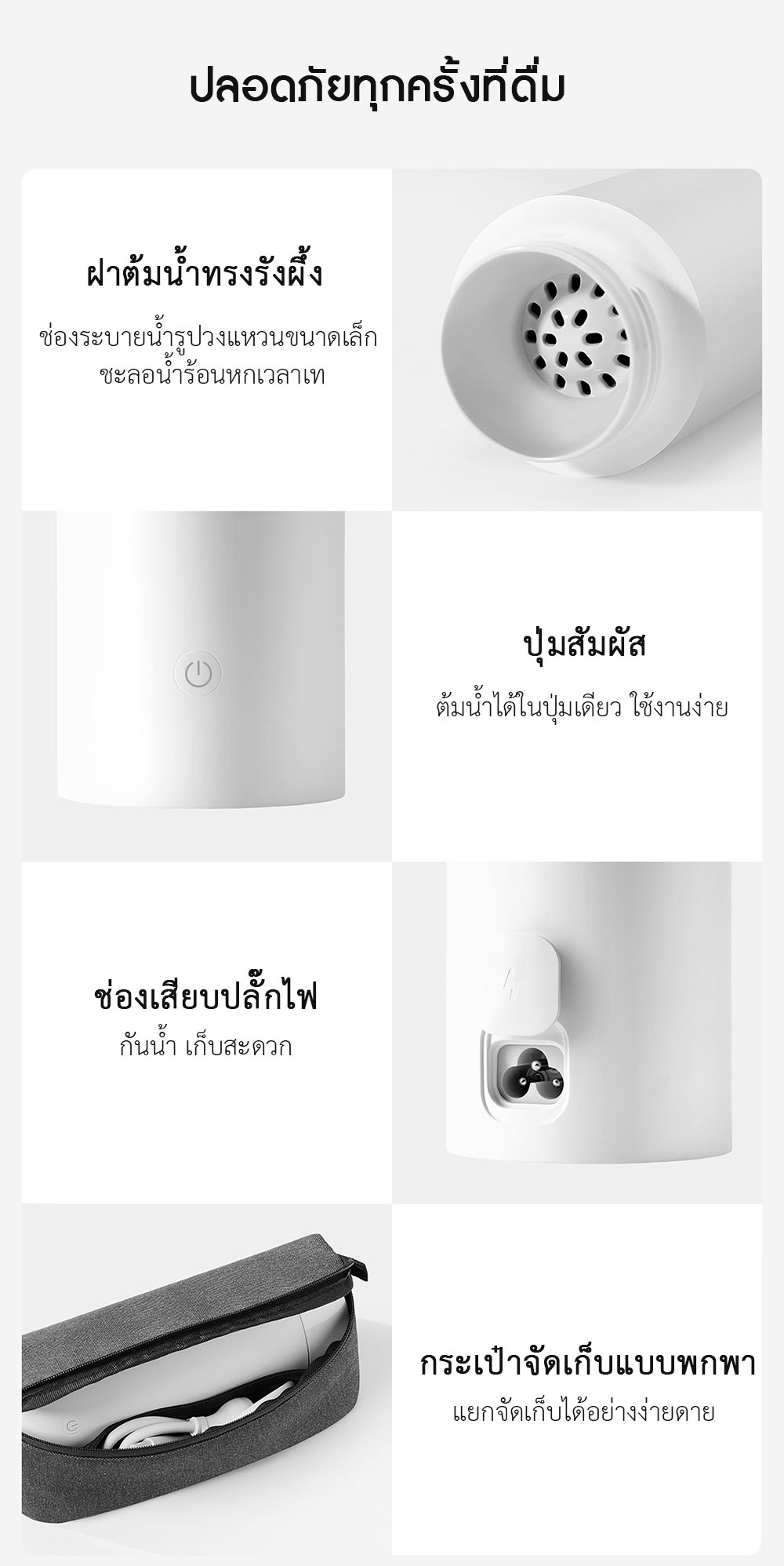 Xiaomi Portable Electric Cup – กระบอกน้ำไฟฟ้าแบบพกพาเสี่ยวหมี่ (แถมหัวแปลง)