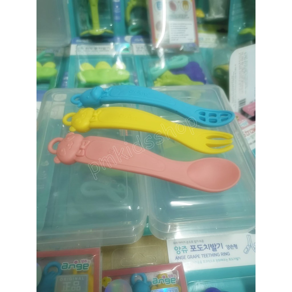 ช้อนส้อมฝึกทานอาหาร จากอังจู Ange Spoon & Fork Set