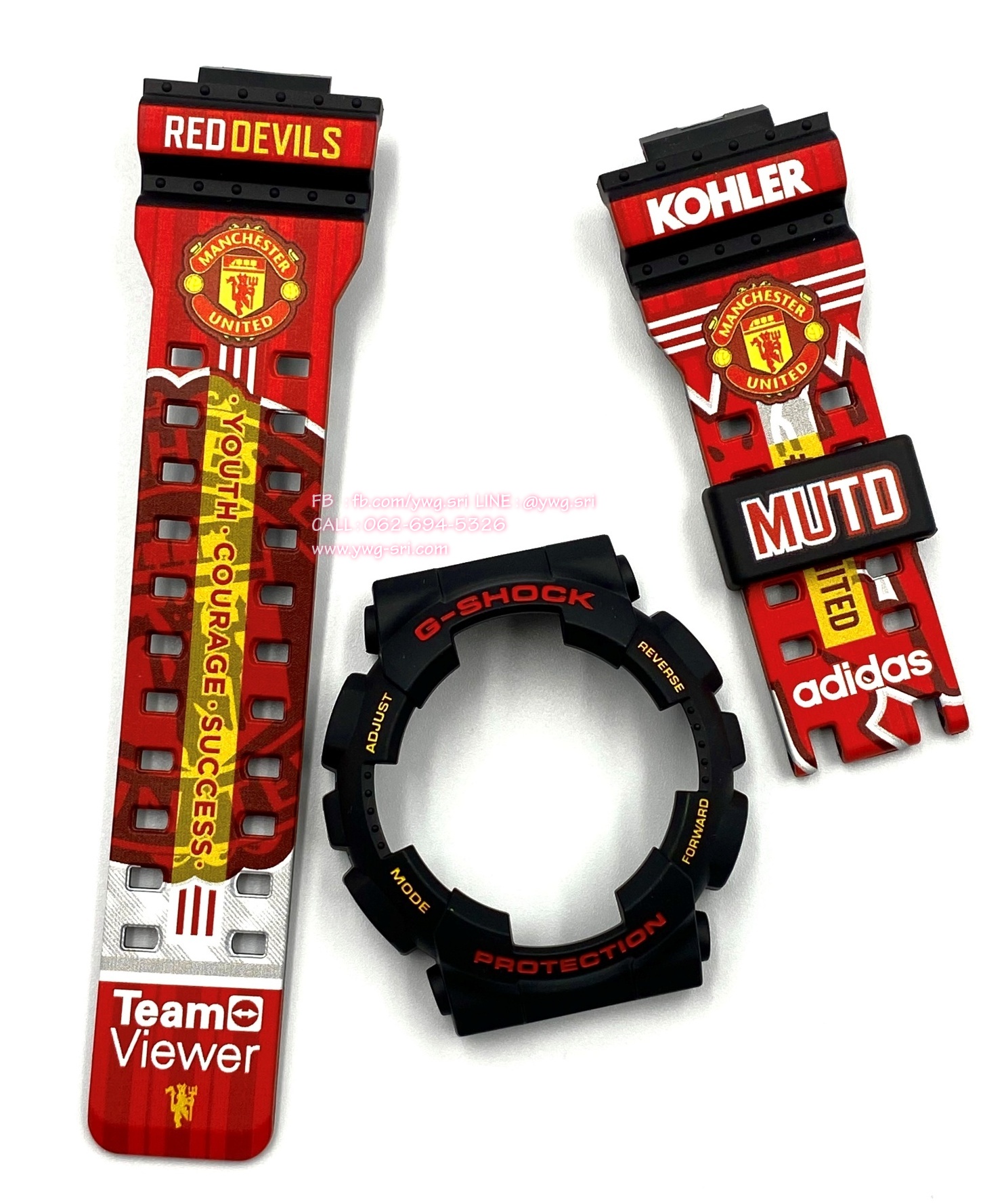 กรอบสาย G-SHOCK แท้✅ สีดำด้านฟอนต์แดงสลับเหลือง สกรีนลาย Man United ใส่ได้กับรุ่น GA-100 ,GA-110 ,GA-120 ,GA-140 ,GAX-100 ,GD-100 ,GD-120