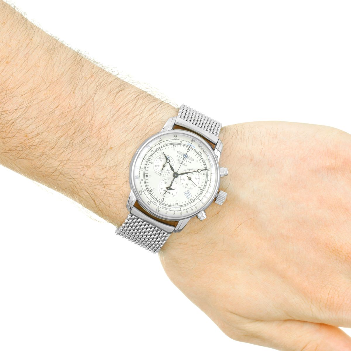 Zeppelin 7680M-1 นาฬิกาผู้ชาย Zeppelin Model 7680M-1, Series 100 Years Zeppelin ED.1 Chronograph Quartz Men's Watch Made In Germany