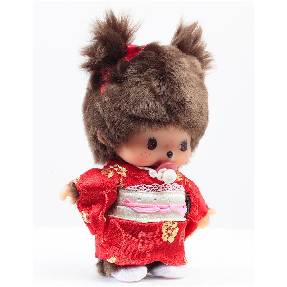 [PRE-ORDER] เบบี้ ม่อนชิชิ BEBICHHICHI กิโมโน สีแดง Size 15 cm นำเข้าจากญี่ปุ่น Monchhichi Babychhichi Red Kimono お着物ベビチッチ 女の子 IPM-19-Z