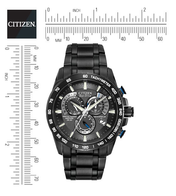 Citizen AT4007-54E นาฬิกาข้อมือผู้ชาย Eco-Drive Radio Controlled AT Chronograph Black Men's Watch