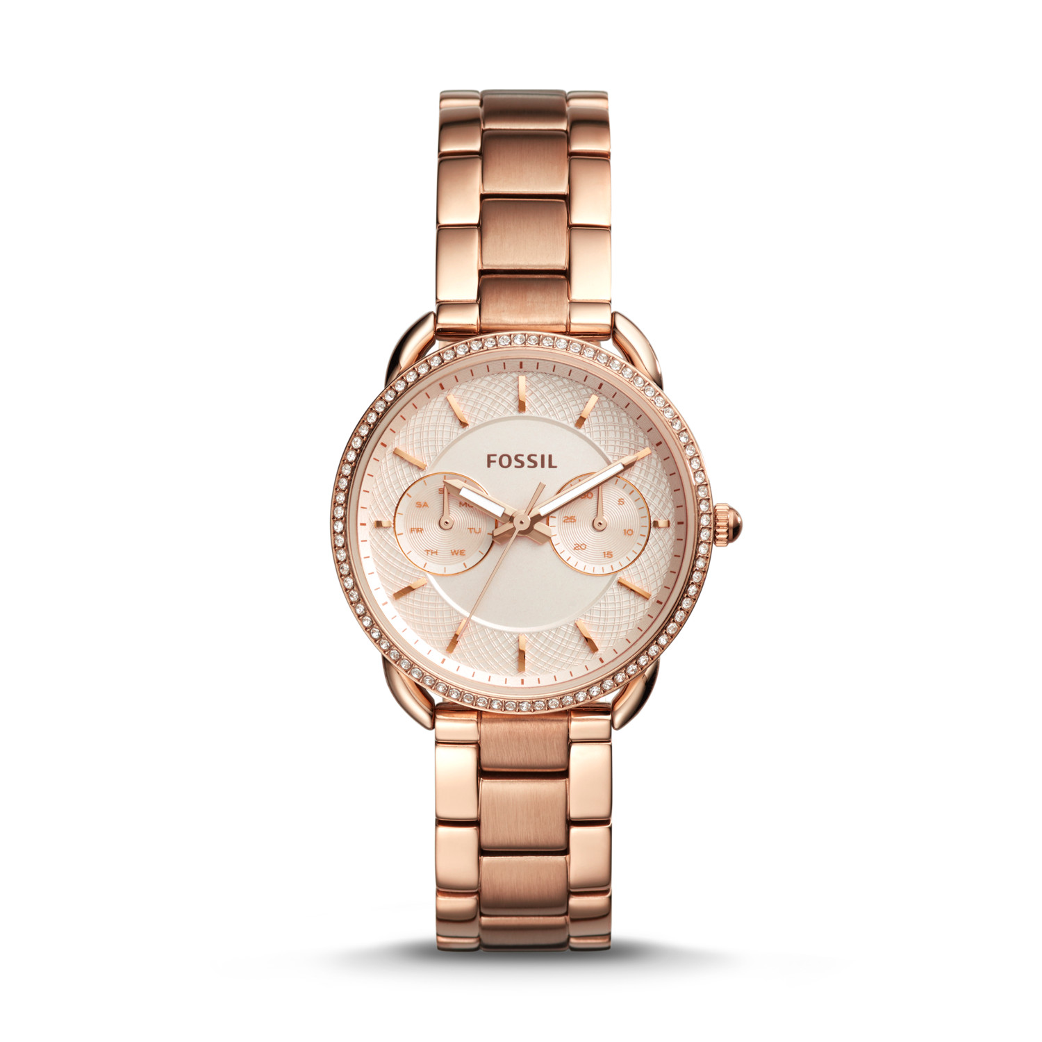 Fossil ES4264 นาฬิกาผู้หญิง Fossil รุ่น ES4264, Tailor Multifunction Rose Gold-Tone Stainless Steel Women's Watch